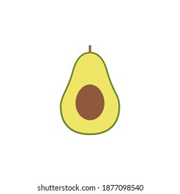 Trendy flaches Design Avocado Symbol. Avocado und Scheiben von Avocado. Fruchtsymbol Konzept weiß isoliert.