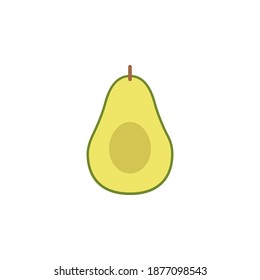 Trendy flat design avocado icon. Avocado and Slices of Avocado. Fruit Icon Concept White Isolated.