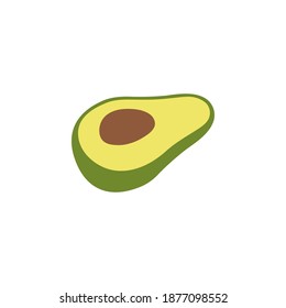Trendy flaches Design Avocado Symbol. Avocado und Scheiben von Avocado. Fruchtsymbol Konzept weiß isoliert.