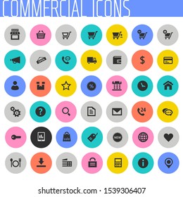 Trendy flat design big commercial icons set