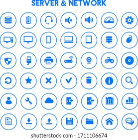 Diseño plano a la moda grandes equipos y redes de servidores iconos conjunto