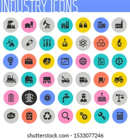 Trendy flat design big Industry icons set on round buttons