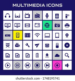 Trendy flat design big multimedia icons set
