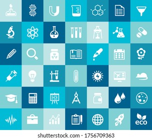 Trendy flat design big science icons set