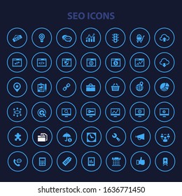 Trendy flat design big SEO icons set