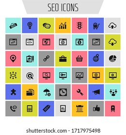 Trendy flat design big SEO icons set