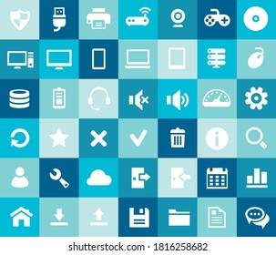 Trendy flat design big Server and Network icons set