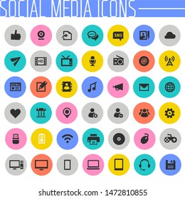 Trendy flat design big social media icons set