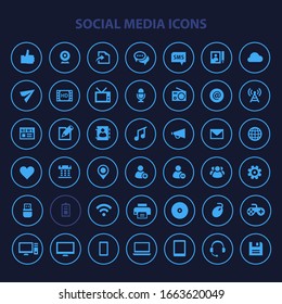 Trendy flat design big Social Media icons set