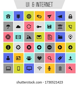 Diseño plano a la moda interfaz de usuario grande e iconos de Internet conjunto