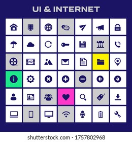 Diseño plano a la moda interfaz de usuario grande e iconos de Internet conjunto
