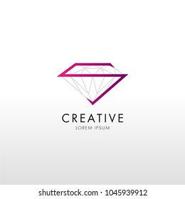 Trendy flat design crystal line logo element.  Geometric icon 