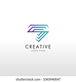 Trendy flat design crystal line logo element.  Geometric icon 