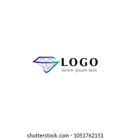 Trendy flat design crystal line logo element.  Geometric icon 
