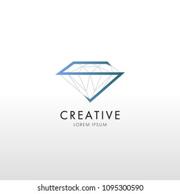 Trendy flat design crystal line logo element.  Geometric icon 