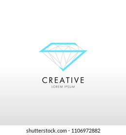 Trendy flat design crystal line logo element.  Geometric icon 