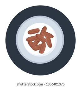 Diseño plano y moderno de dátiles servidos en un plato 