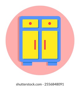 Trendy flat design icon of cupboard