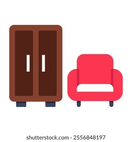 Trendy flat design icon of cupboard