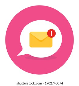 
Trendy flat design of message notification icon