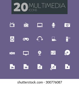 Trendy flat design multimedia icons