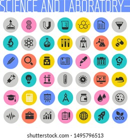 Trendy flat design Science and Laboratory icons collection