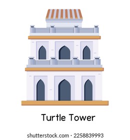 Trendy flat design of turtle tower 