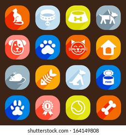 Trendy Flat dog and cat icons. Vector illustration