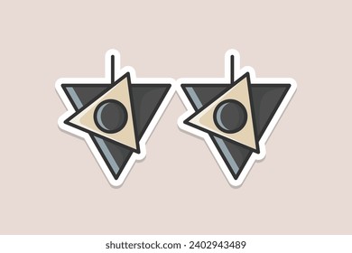 Trendy flat earrings jewelry sticker design vector illustration. Beauty fashion objects icon concept. New arrival women jewelry earrings sticker design icon logo.