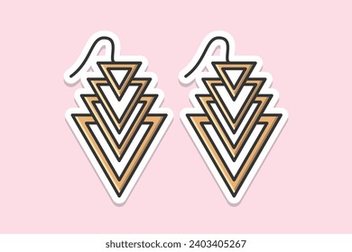 Trendy flat earrings jewelry sticker design vector illustration. Beauty fashion objects icon concept. New arrival women jewelry earrings sticker design icon logo.