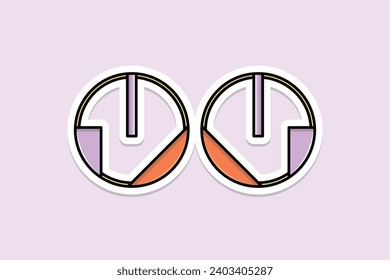 Trendy flat earrings jewelry sticker design vector illustration. Beauty fashion objects icon concept. New arrival women jewelry earrings sticker design icon logo.