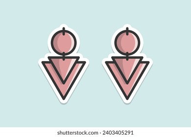 Trendy flat earrings jewelry sticker design vector illustration. Beauty fashion objects icon concept. New arrival women jewelry earrings sticker design logo icon.