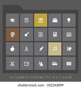 Trendy flat education icons