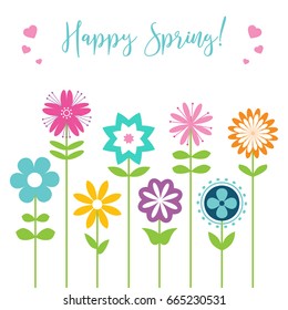 Trendy flat flower set vector colorful illustration