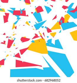 Trendy flat geometric background. Vivid banners in retro poster design style. Vintage colors and shapes art. Yellow, red and blue banner design. Vector illustration