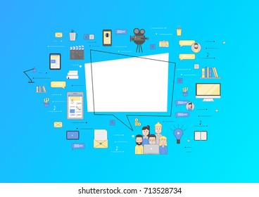 Trendy flat geometric bubbles and prospects in startups, business development, profit growth strategies. Plans and expectations. Vector illustration in thin line style.