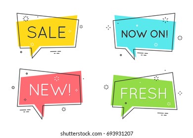 Trendy flat geometric speech bubbles. Retro hipsters poster style. Vector illustration