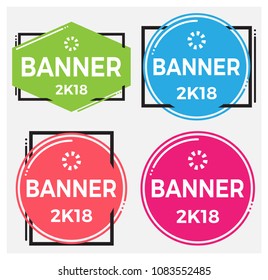 trendy flat geometric vector banner set. Vivid banner in retro poster design style. Vintage color and shape