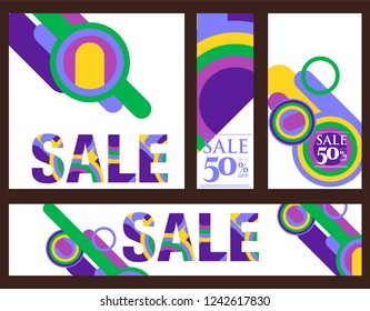 Trendy flat geometric vector banner set