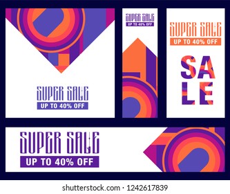 Trendy flat geometric vector banner set