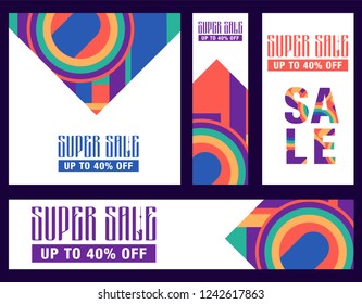 Trendy flat geometric vector banner set