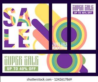 Trendy flat geometric vector banner set