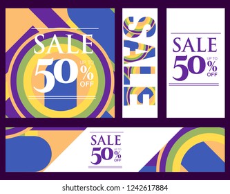 Trendy flat geometric vector banner set