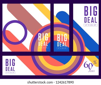 Trendy flat geometric vector banner set