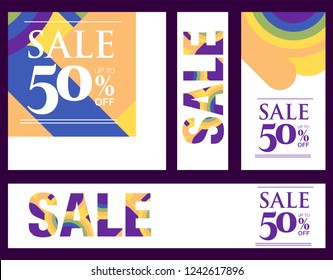 Trendy flat geometric vector banner set