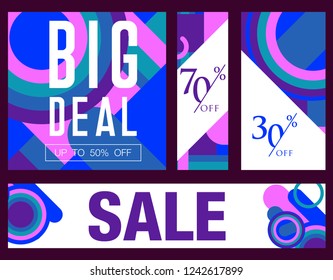 Trendy flat geometric vector banner set