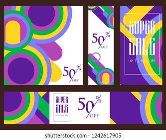 Trendy flat geometric vector banner set