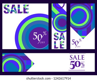 Trendy flat geometric vector banner set