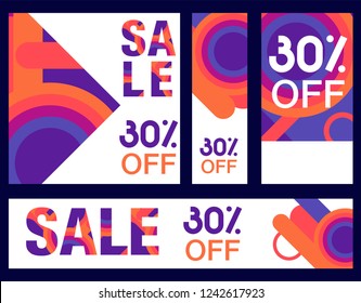 Trendy flat geometric vector banner set