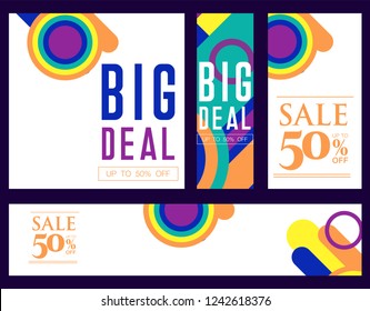 Trendy flat geometric vector banner set